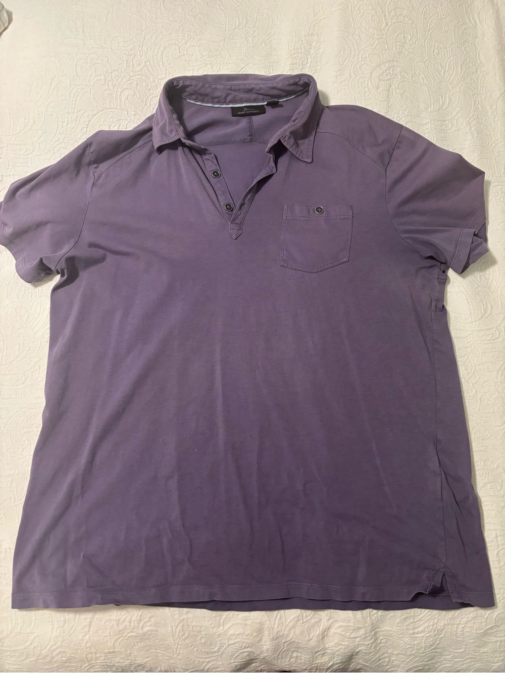 Marc Anthony Lavender Short-Sleeve Polo with Chest Pocket